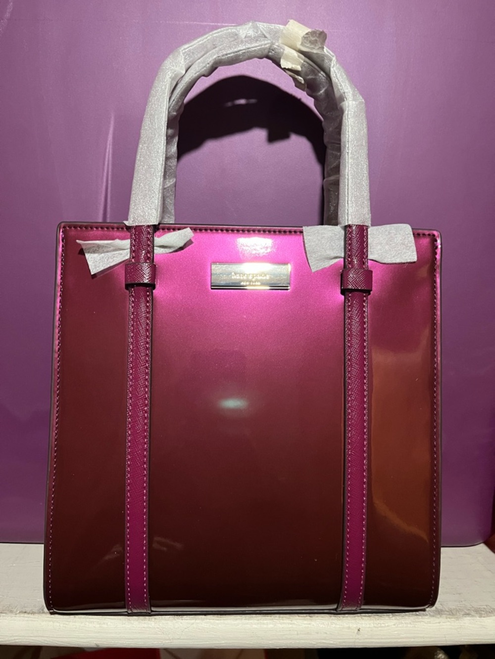 kate spade Metallic ruby Patent Leather Tote Kenzie nwt